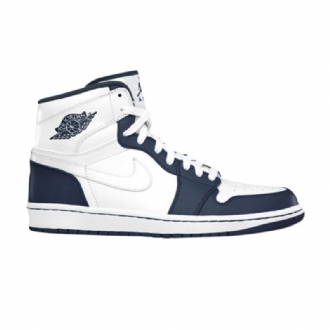 Air Jordan 1 Retro High Hvit Mørke Blå Herresko