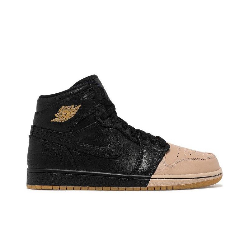 Air Jordan 1 Retro High Premium Svart Gull Khaki Damesko