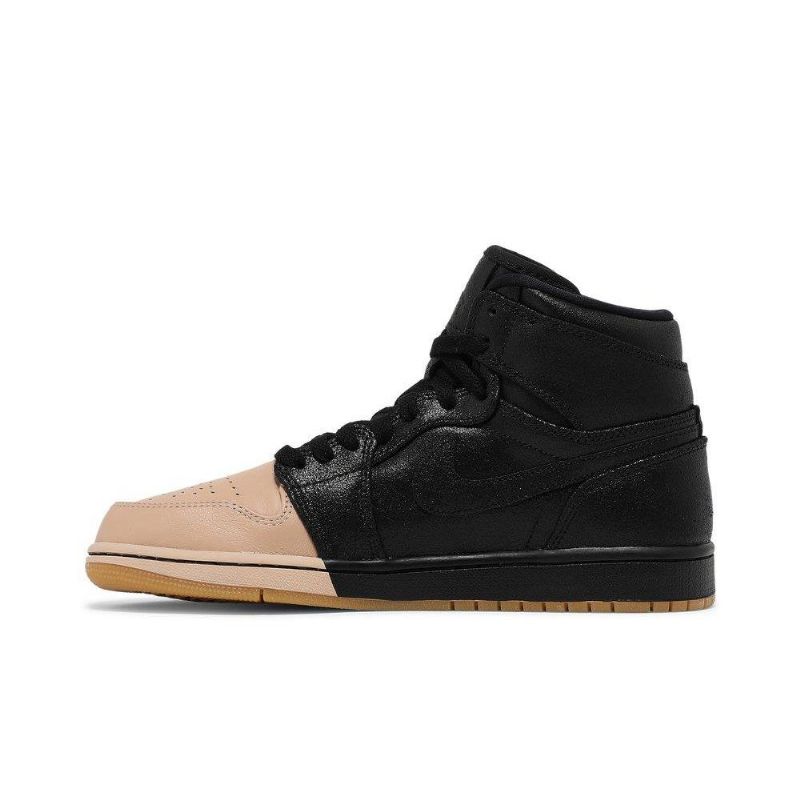 Air Jordan 1 Retro High Premium Svart Gull Khaki Damesko