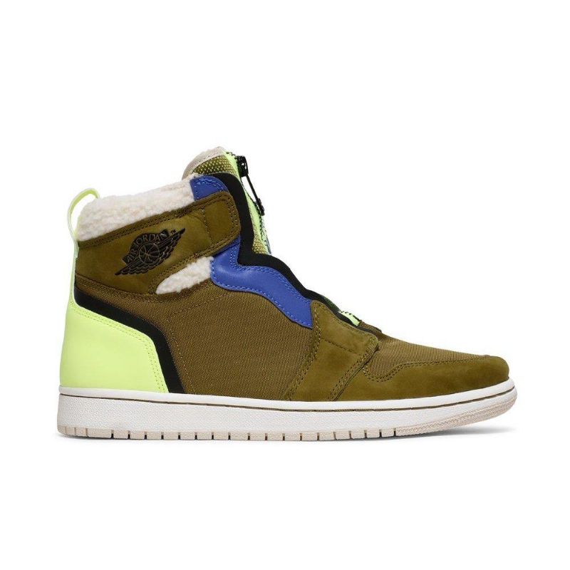 Air Jordan 1 Retro High Zip Olivengrønn Grønn Blå Damesko