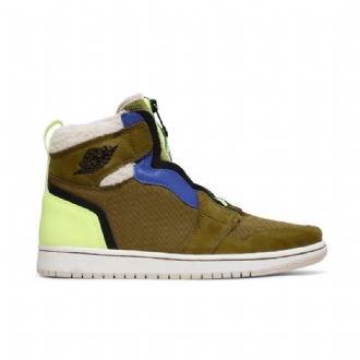 Air Jordan 1 Retro High Zip Olivengrønn Grønn Blå Damesko