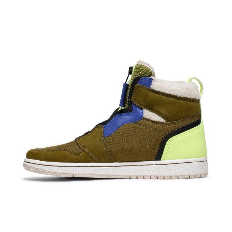 Air Jordan 1 Retro High Zip Olivengrønn Grønn Blå Damesko