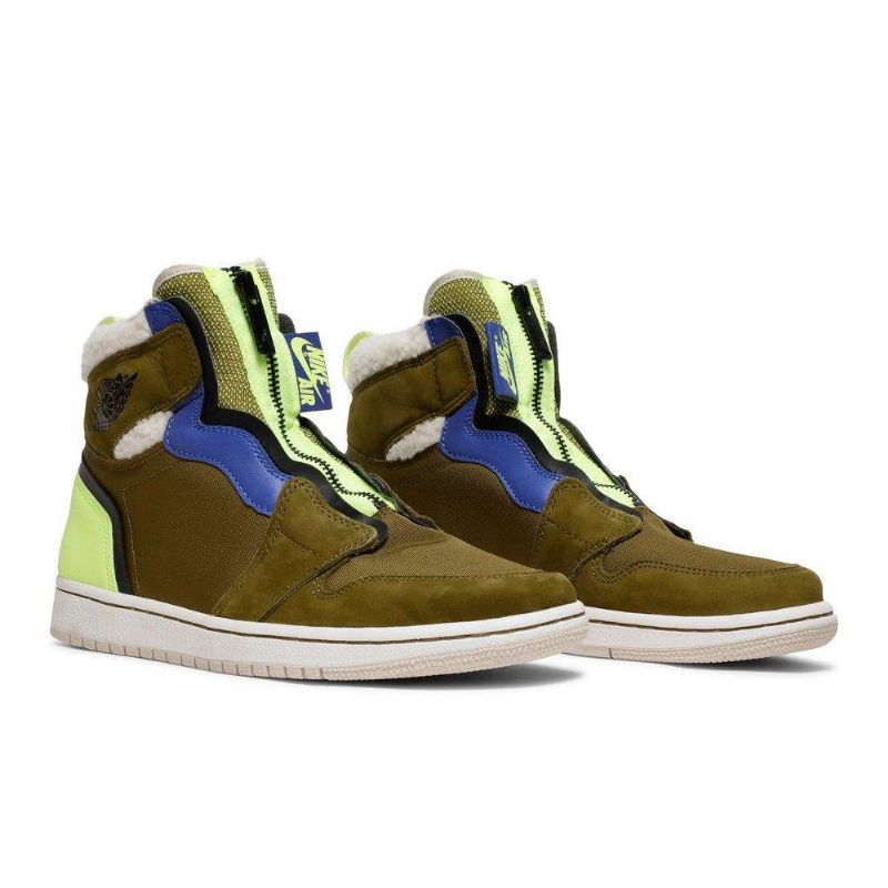 Air Jordan 1 Retro High Zip Olivengrønn Grønn Blå Damesko