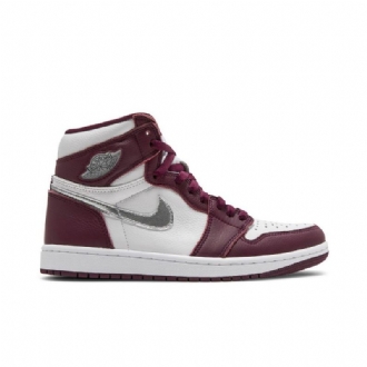 Air Jordan 1 Retro Høy Og Bordeaux Hvit Sølv Herresko