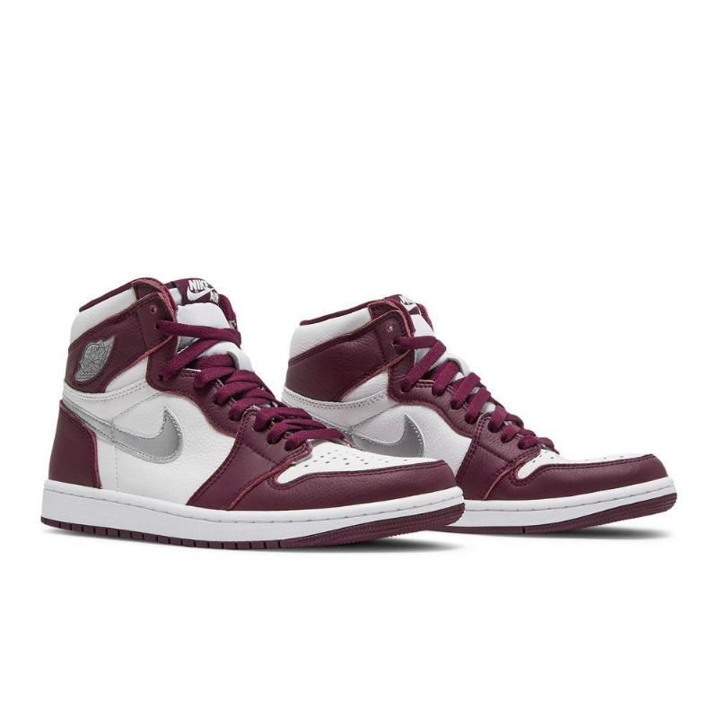 Air Jordan 1 Retro Høy Og Bordeaux Hvit Sølv Herresko