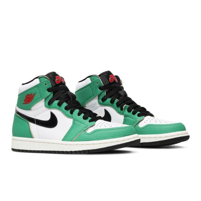 Air Jordan 1 Retro Høy Og Grønn Hvit Svart Damesko