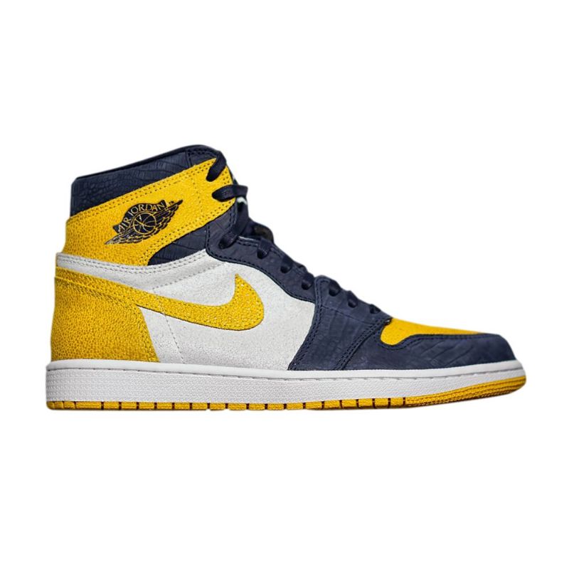 Air Jordan 1 Retro Høy Og Pe Hvit Gul Marineblå Herresko
