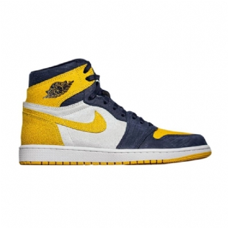 Air Jordan 1 Retro Høy Og Pe Hvit Gul Marineblå Herresko
