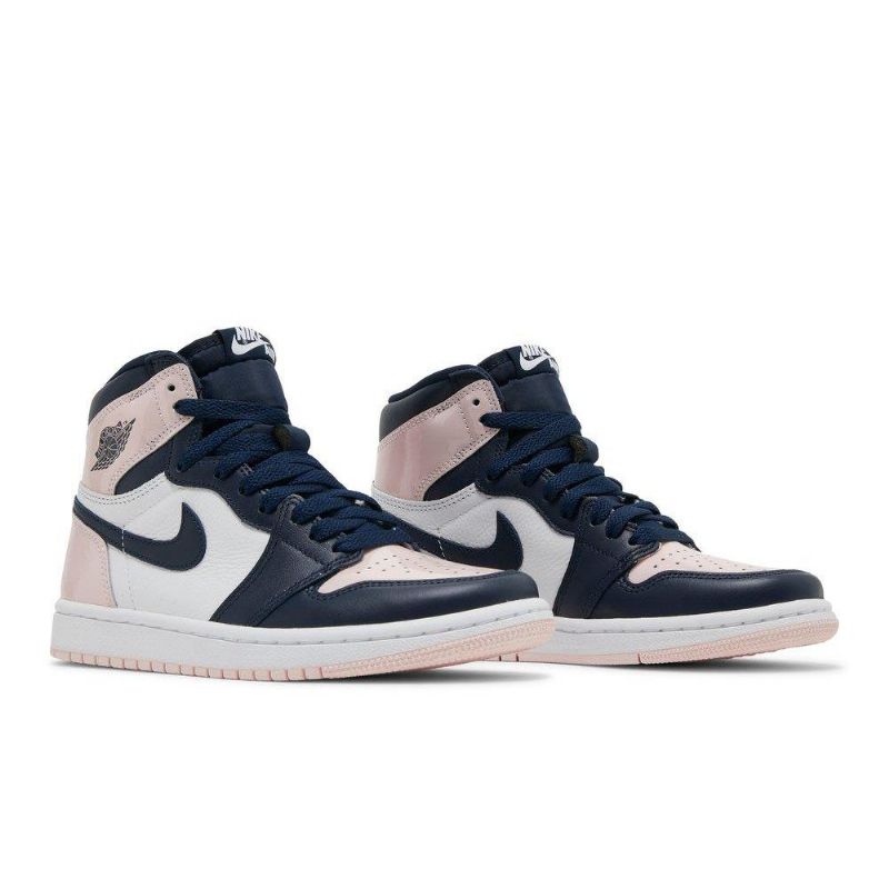Air Jordan 1 Retro Høy Og Se Rosa Hvit Mørke Blå Damesko