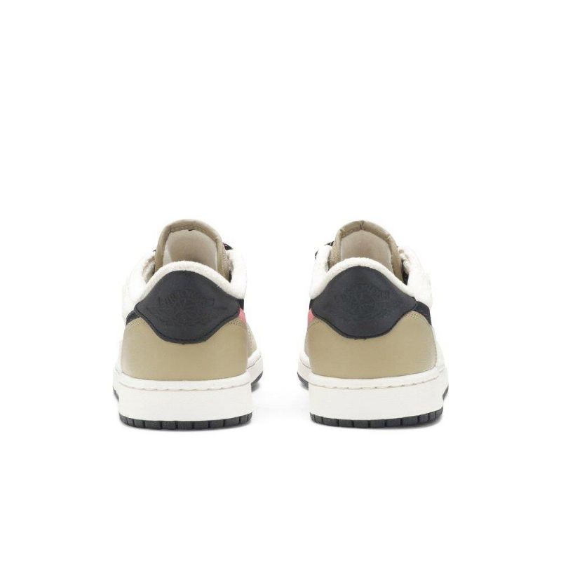 Air Jordan 1 Retro Low Fleece Beige Svart Rosa Hvit Damesko