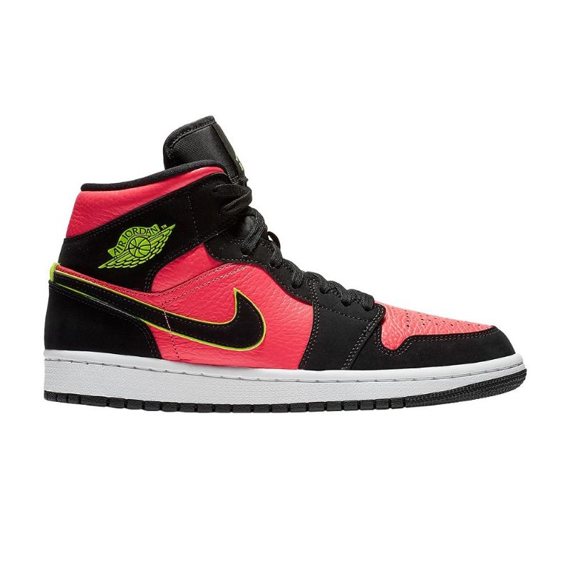 Air Jordan 1 Retro Mid Svart Rosa Grønn Damesko