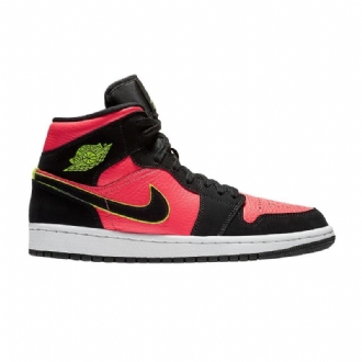 Air Jordan 1 Retro Mid Svart Rosa Grønn Damesko