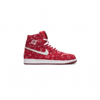 Air Jordan 1 Rød Ribbon Recon Retro Høy Rød Hvit Herresko
