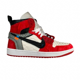 Air Jordan 1 Skokirurgen Off-hvit Høy Retro Lux Rød Sølv Grå Svarte Herresko