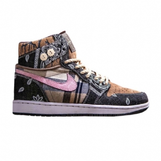 Air Jordan 1 Skreddersydde Høysvarte Flerfargede Herresko