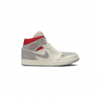 Air Jordan 1 Sneakersnstuff Mid Hvit Grå Rød Herresko