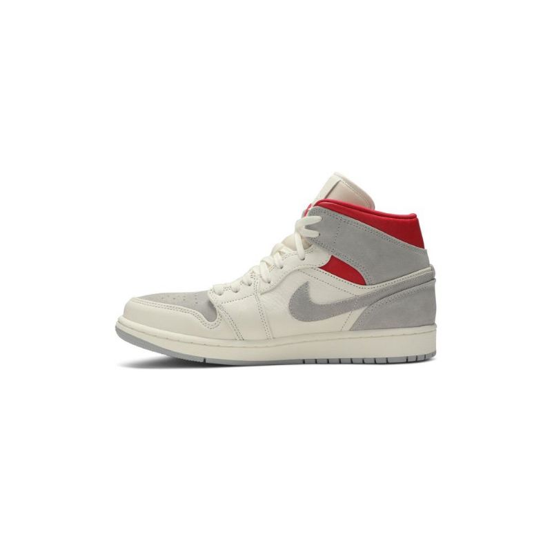 Air Jordan 1 Sneakersnstuff Mid Hvit Grå Rød Herresko