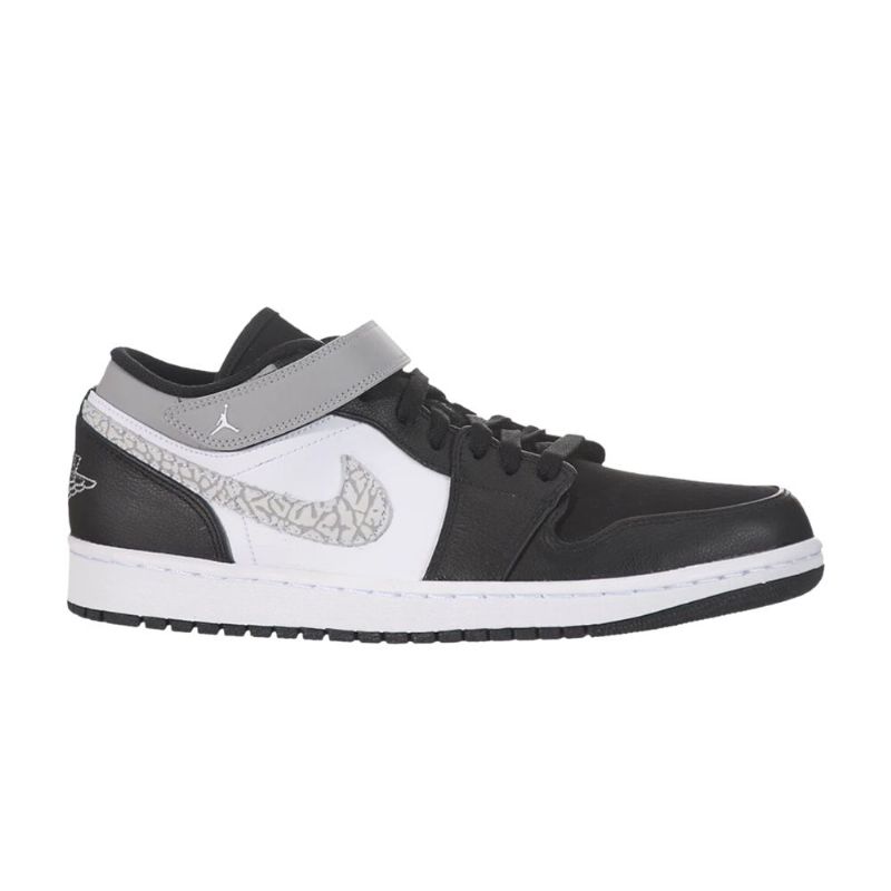 Air Jordan 1 Stropp Lav Svart Sølv Hvit Herresko