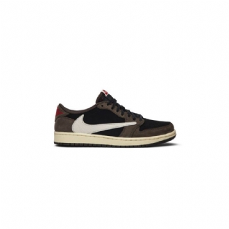 Air Jordan 1 Travis Scott Low Svart Brun Rød Beige Herresko