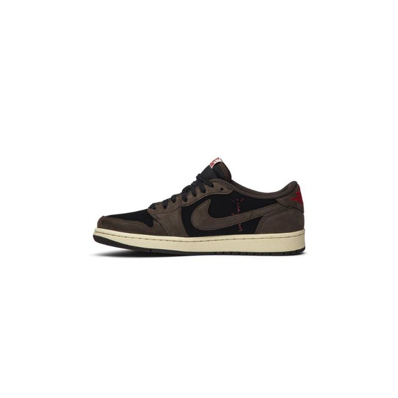 Air Jordan 1 Travis Scott Low Svart Brun Rød Beige Herresko