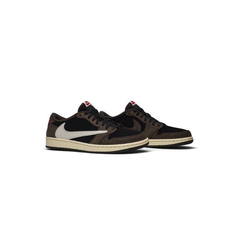 Air Jordan 1 Travis Scott Low Svart Brun Rød Beige Herresko