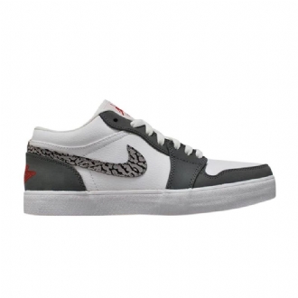 Air Jordan 1 V.2 Lavt Skinn Hvit Grå Svart Herresko