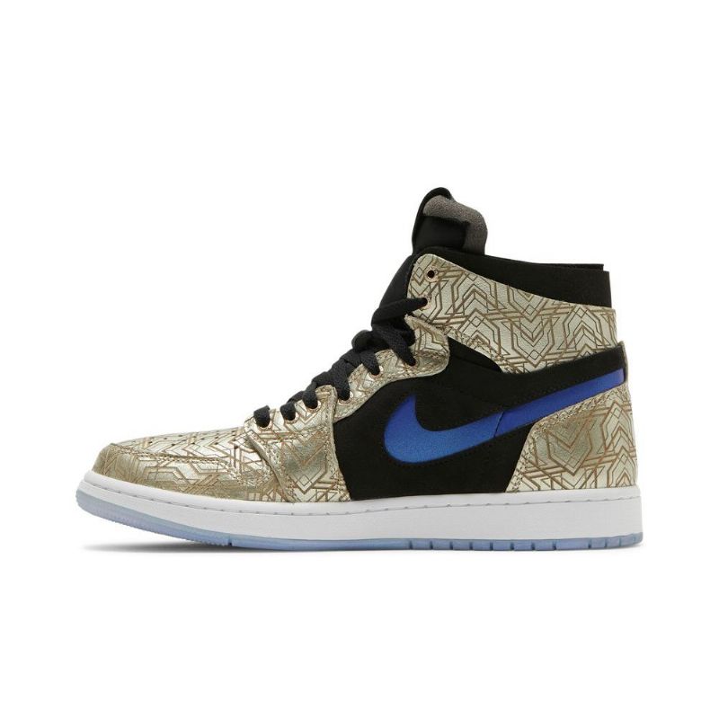 Air Jordan 1 Zoom Comfort Gull Svart Blå Herresko