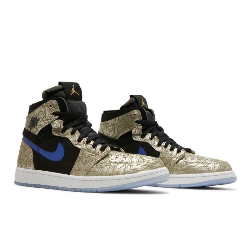 Air Jordan 1 Zoom Comfort Gull Svart Blå Herresko