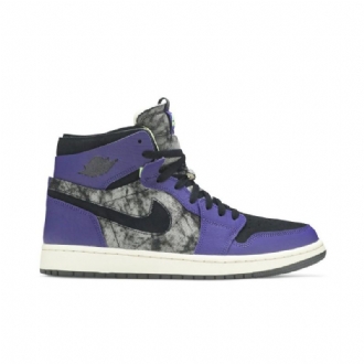 Air Jordan 1 Zoom Comfort Lilla Grå Svarte Herresko