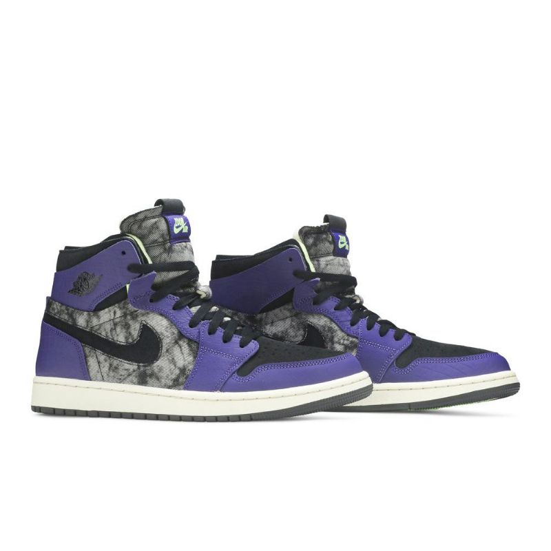 Air Jordan 1 Zoom Comfort Lilla Grå Svarte Herresko
