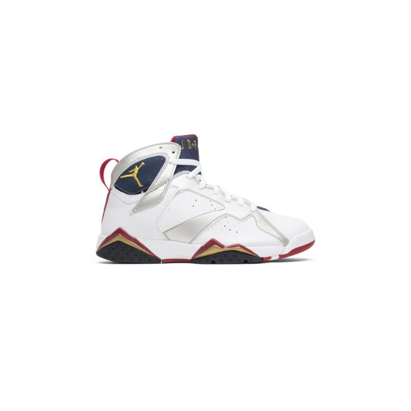 Air Jordan 7 Retro Hvitt Gull Marineblå Rød Herresko
