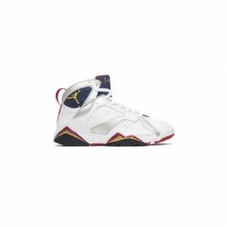 Air Jordan 7 Retro Hvitt Gull Marineblå Rød Herresko