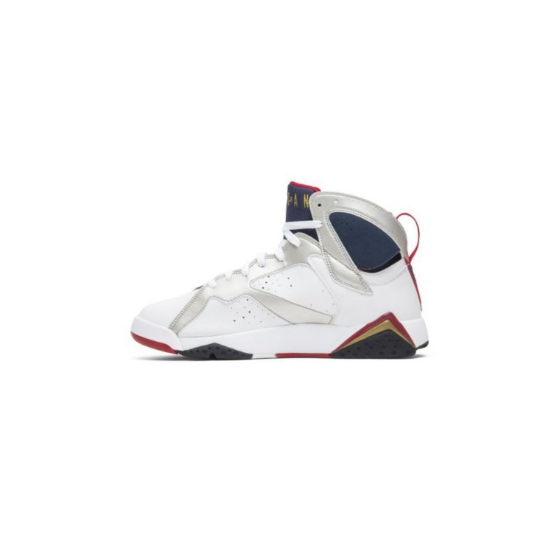 Air Jordan 7 Retro Hvitt Gull Marineblå Rød Herresko