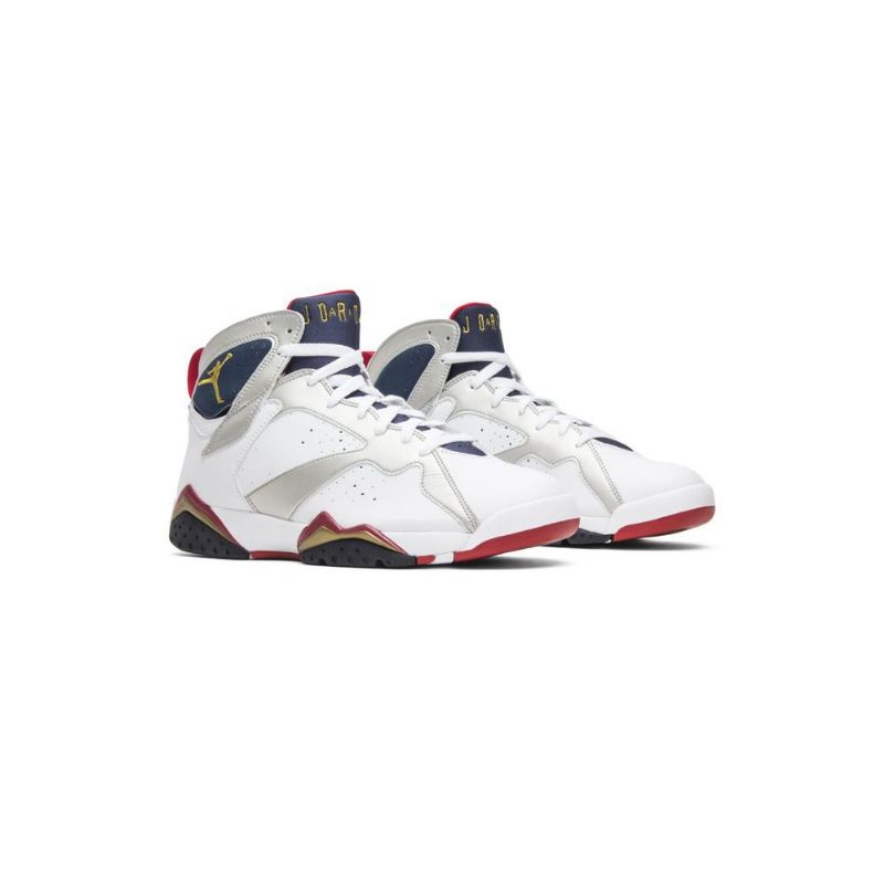 Air Jordan 7 Retro Hvitt Gull Marineblå Rød Herresko