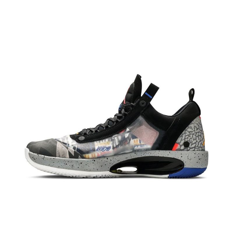 Air Jordan 34 Lav Pf Svart Oransje Grå Herresko