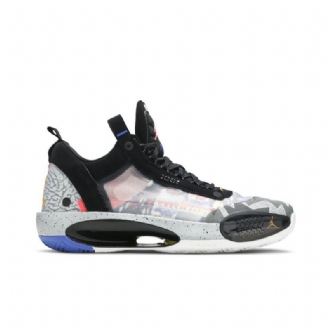 Air Jordan 34 Lav Svart Oransje Grå Herresko