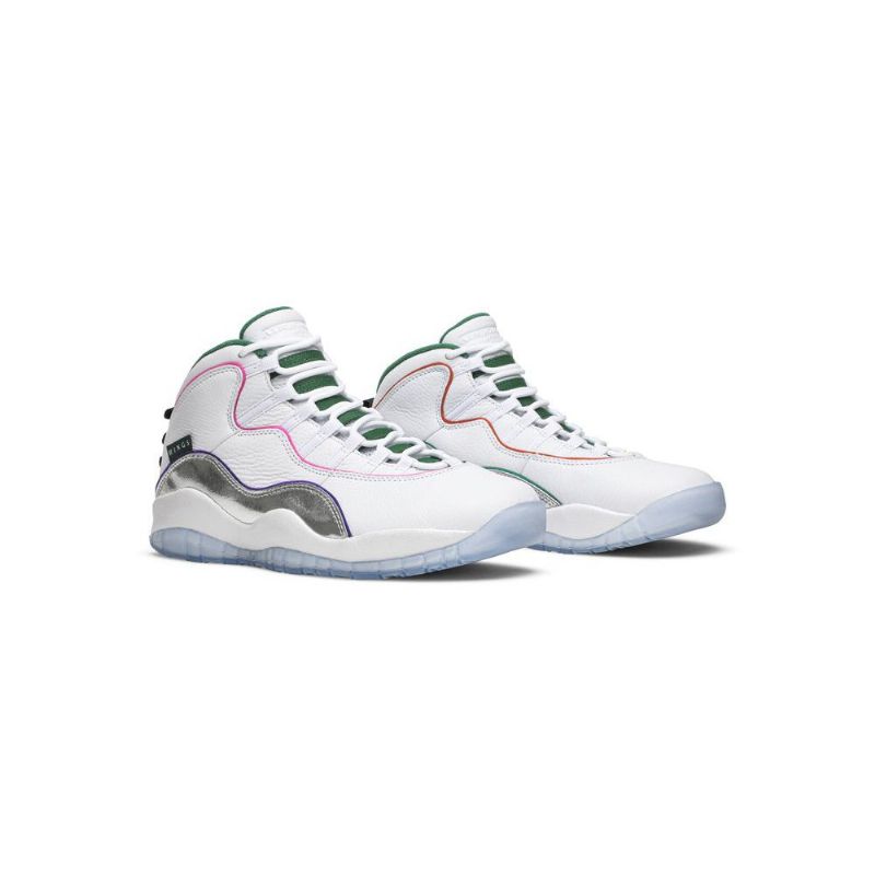 Air Jordan 10 Retro Hvit Sølvgrønne Herresko