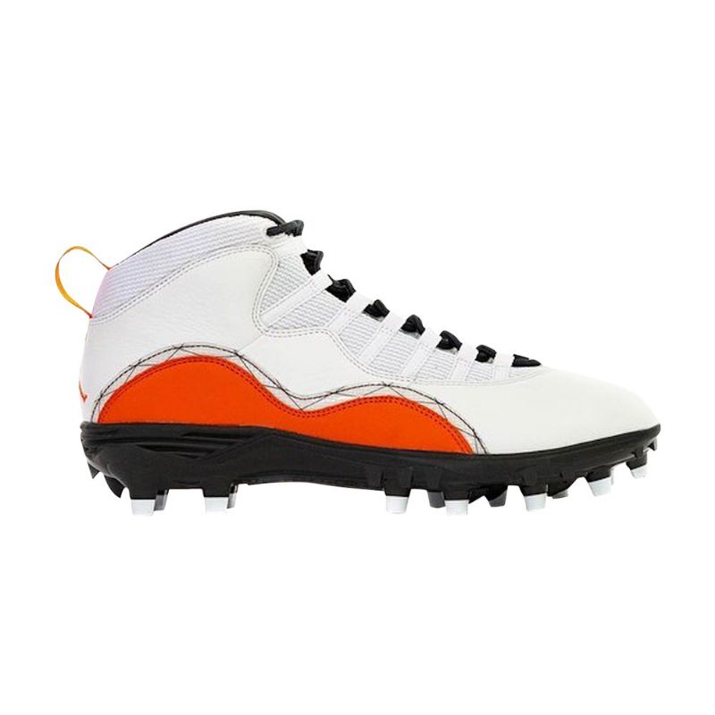 Air Jordan 10 Solely Retro Cleat Pe Hvit Oransje Svart Herresko