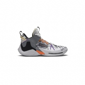 Air Jordan Hvorfor Ikke Zer0.2 Se Hvit Oransje Grå Svart Herresko