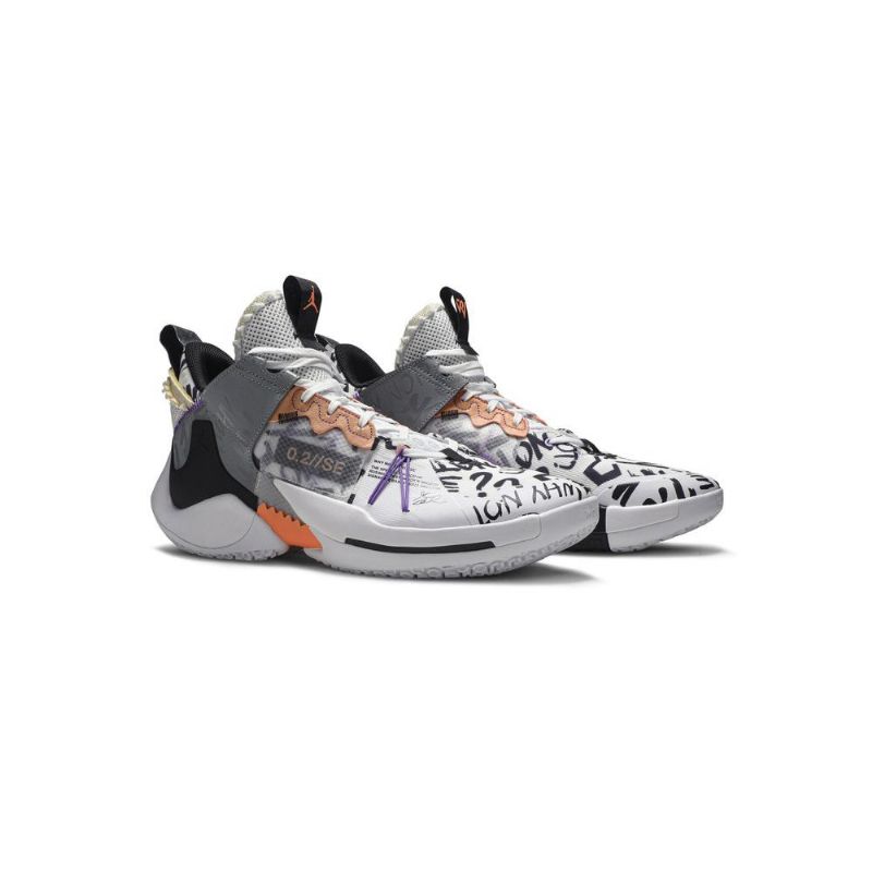 Air Jordan Hvorfor Ikke Zer0.2 Se Hvit Oransje Grå Svart Herresko