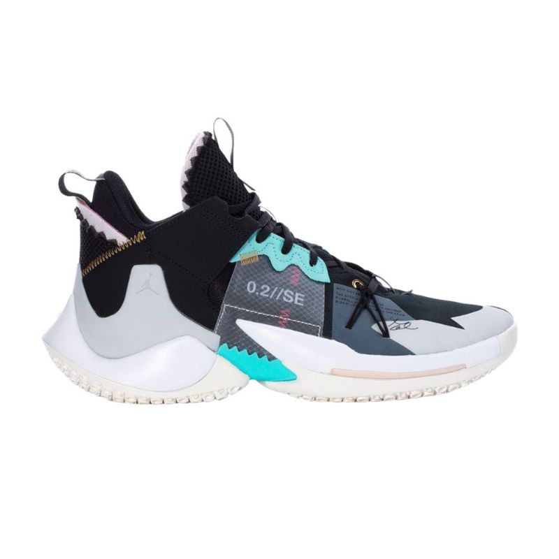 Air Jordan Hvorfor Ikke Zer0.2 Se Svart Grå Turkis Hvit Herresko