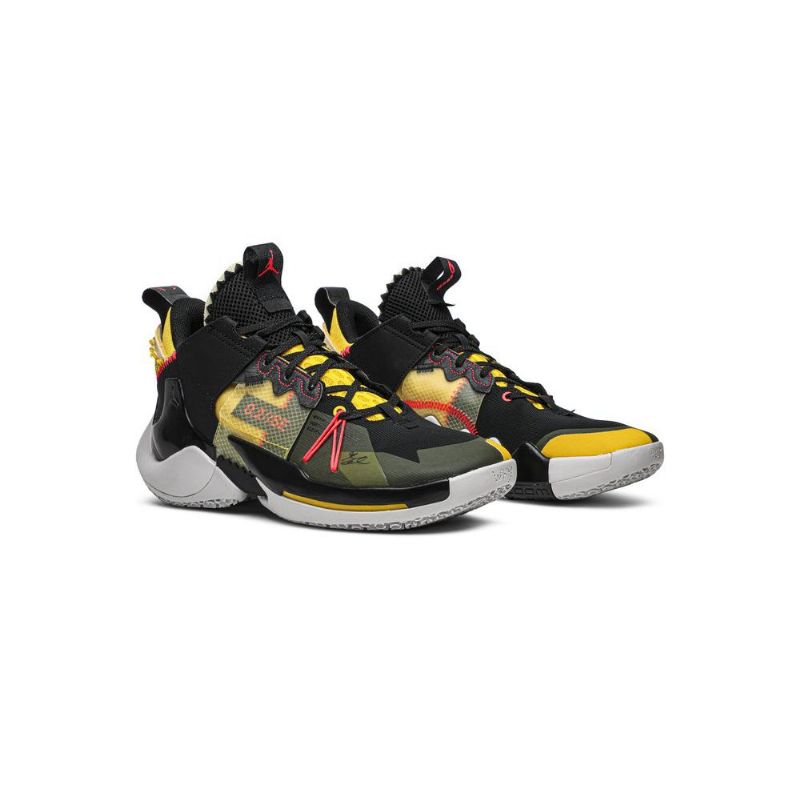 Air Jordan Hvorfor Ikke Zer0.2 Svart Gul Rød Grå Herresko