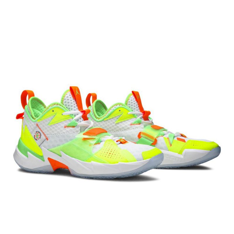Air Jordan Hvorfor Ikke Zer0.3 Hvit Grønn Oransje Herresko