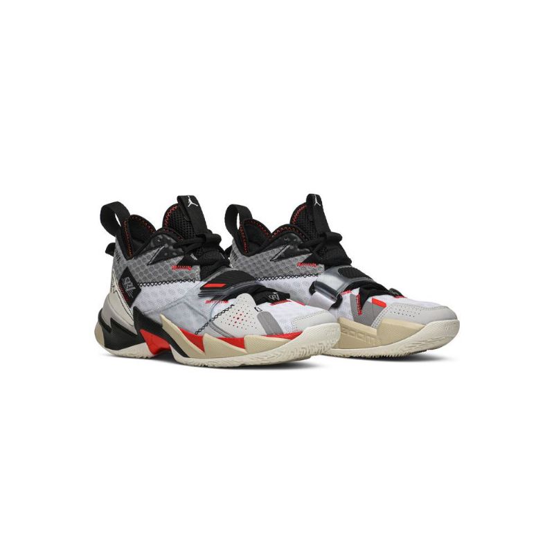 Air Jordan Hvorfor Ikke Zer0.3 Hvit Rød Grå Svart Herresko