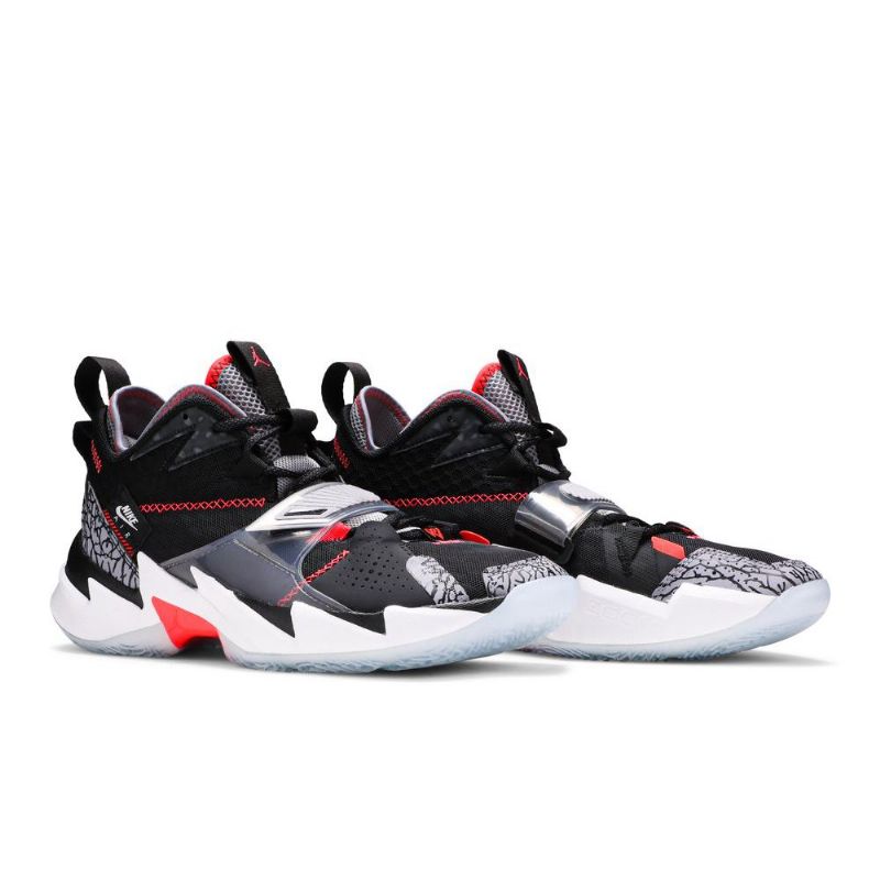 Air Jordan Hvorfor Ikke Zer0.3 Pf Svart Grå Rød Hvit Herresko
