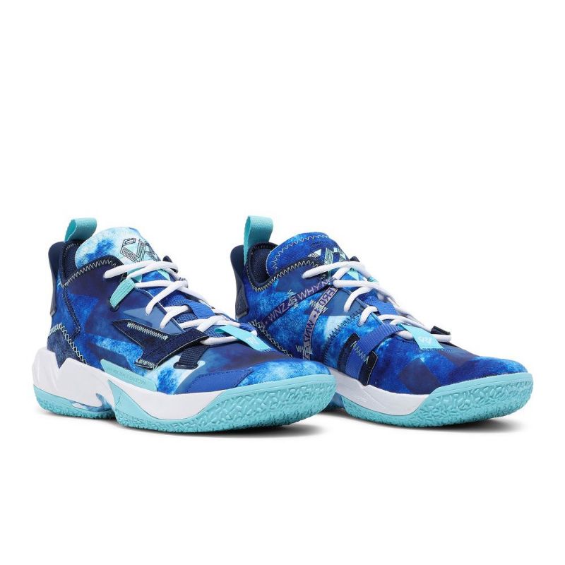 Air Jordan Hvorfor Ikke Zer0.4 Blå Hvit Mørke Blå Herresko