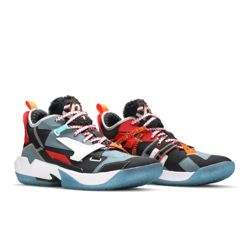 Air Jordan Hvorfor Ikke Zer0.4 Facetasm Premium Svart Hvit Blå Rød Herresko