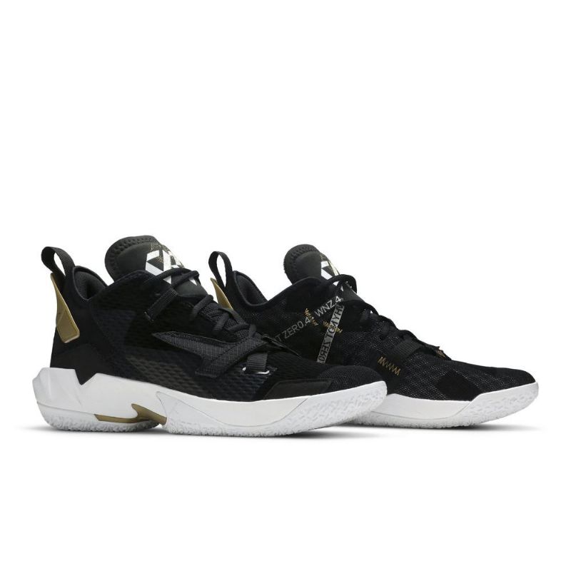 Air Jordan Hvorfor Ikke Zer0.4 Svart Gull Hvit Herresko