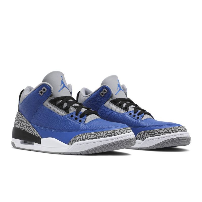 Air Jordan 3 Retro Blå Grå Svarte Herresko