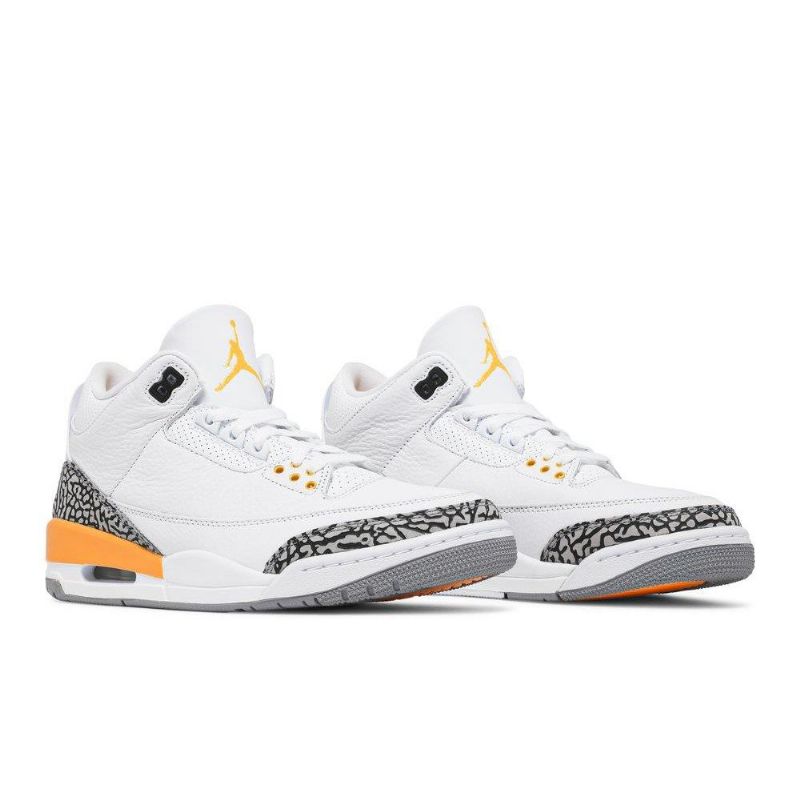 Air Jordan 3 Retro Hvit Oransje Grå Damesko